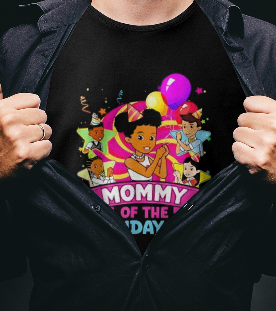 Mommy Of The Birthday Girl Pink Balloons Celebration Family Party T-Shirt