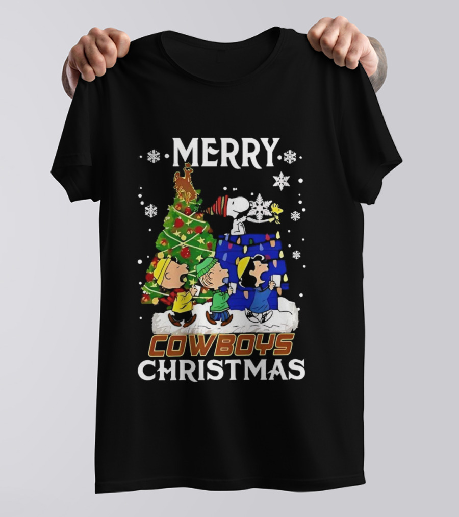 Merry Snoopy And Friends Cowboys Christmas Tree Celebration T-Shirt