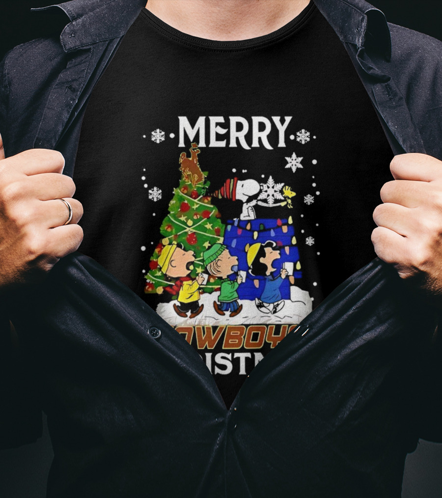 Merry Snoopy And Friends Cowboys Christmas Tree Celebration T-Shirt