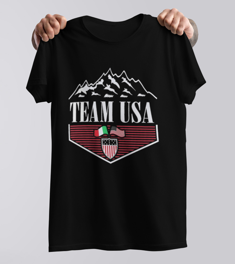 Team USA Winter Olympics 2026 Diamond Peaks Flag Emblem T-Shirt