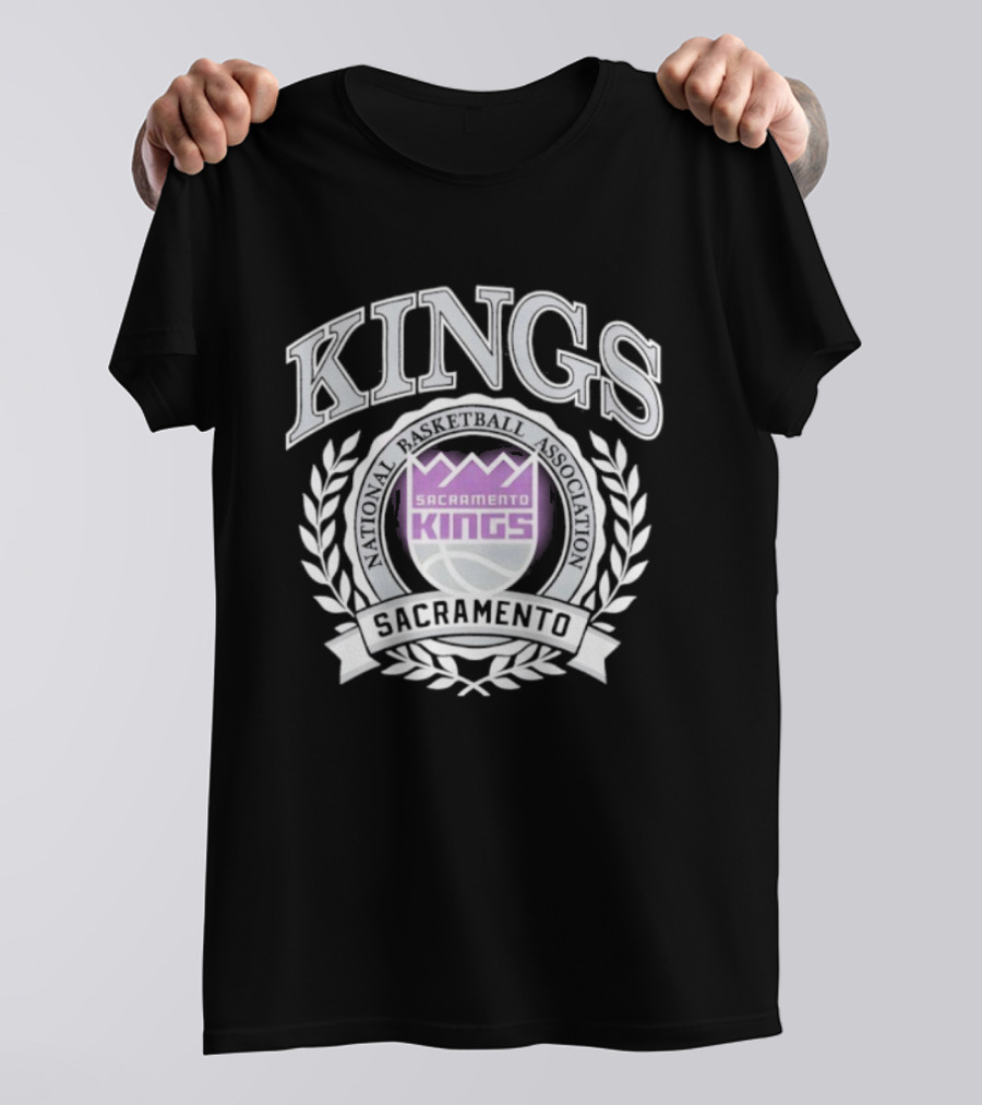 Sacramento Kings NBA Team Logo Laurel Wreath Emblem T-Shirt