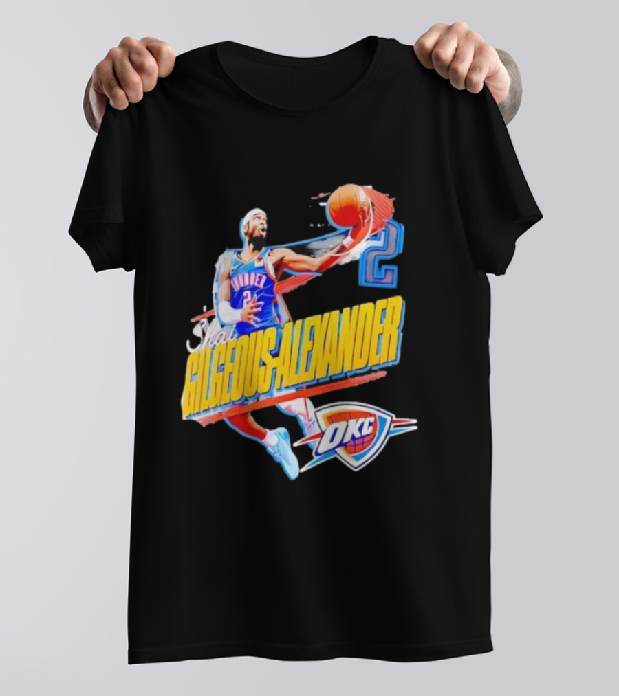 Shai Gilgeous-Alexander Oklahoma City Thunder 2025 Basketball Action OKC T-Shirt