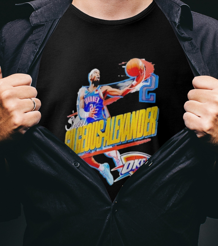 Shai Gilgeous-Alexander Oklahoma City Thunder 2025 Basketball Action OKC T-Shirt