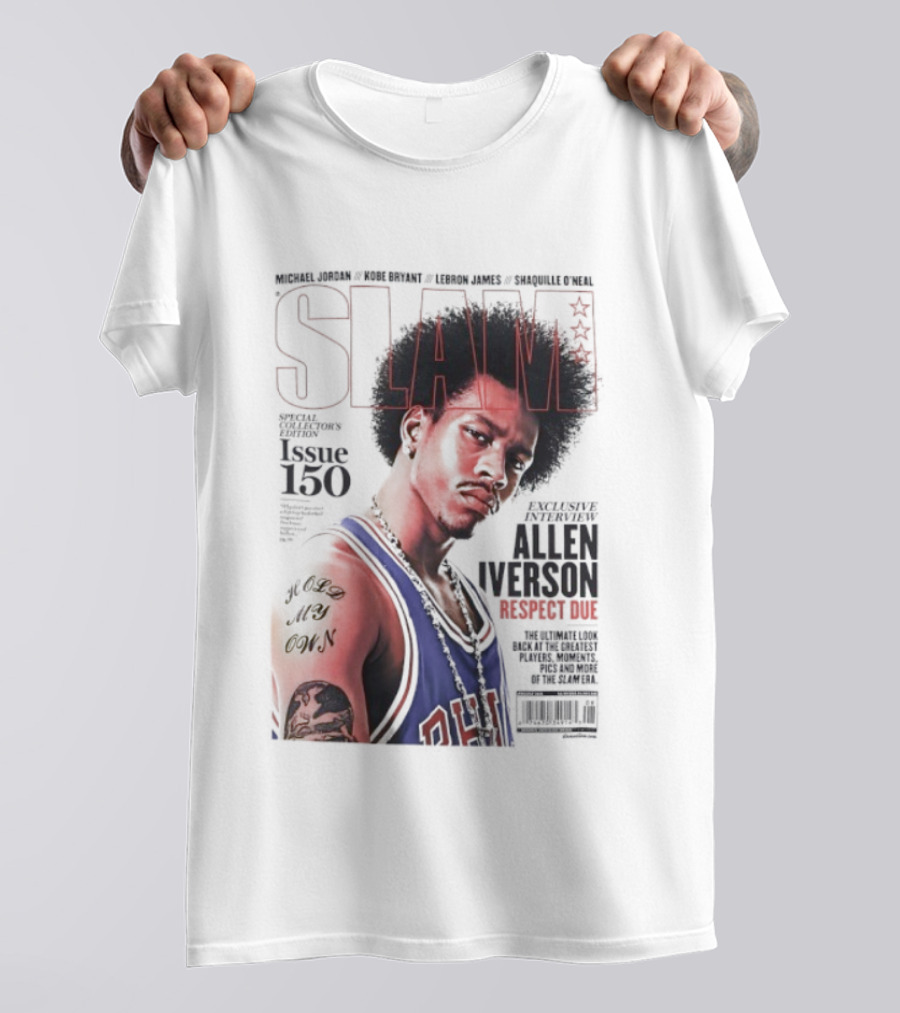 SLAM Magazine Allen Iverson Philadelphia 76ers Respect Due Issue 150 Retro Basketball Legend T-Shirt