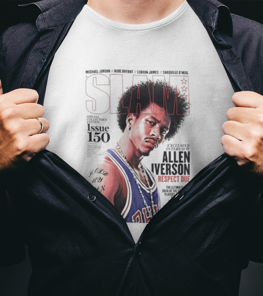 SLAM Magazine Allen Iverson Philadelphia 76ers Respect Due Issue 150 Retro Basketball Legend T-Shirt
