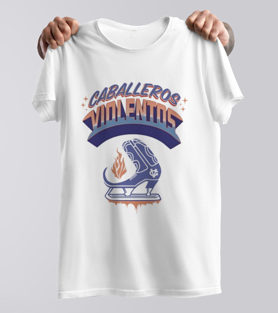 Caballeros Violentos Violent Gentlemen Flaming Hockey Skate T-Shirt
