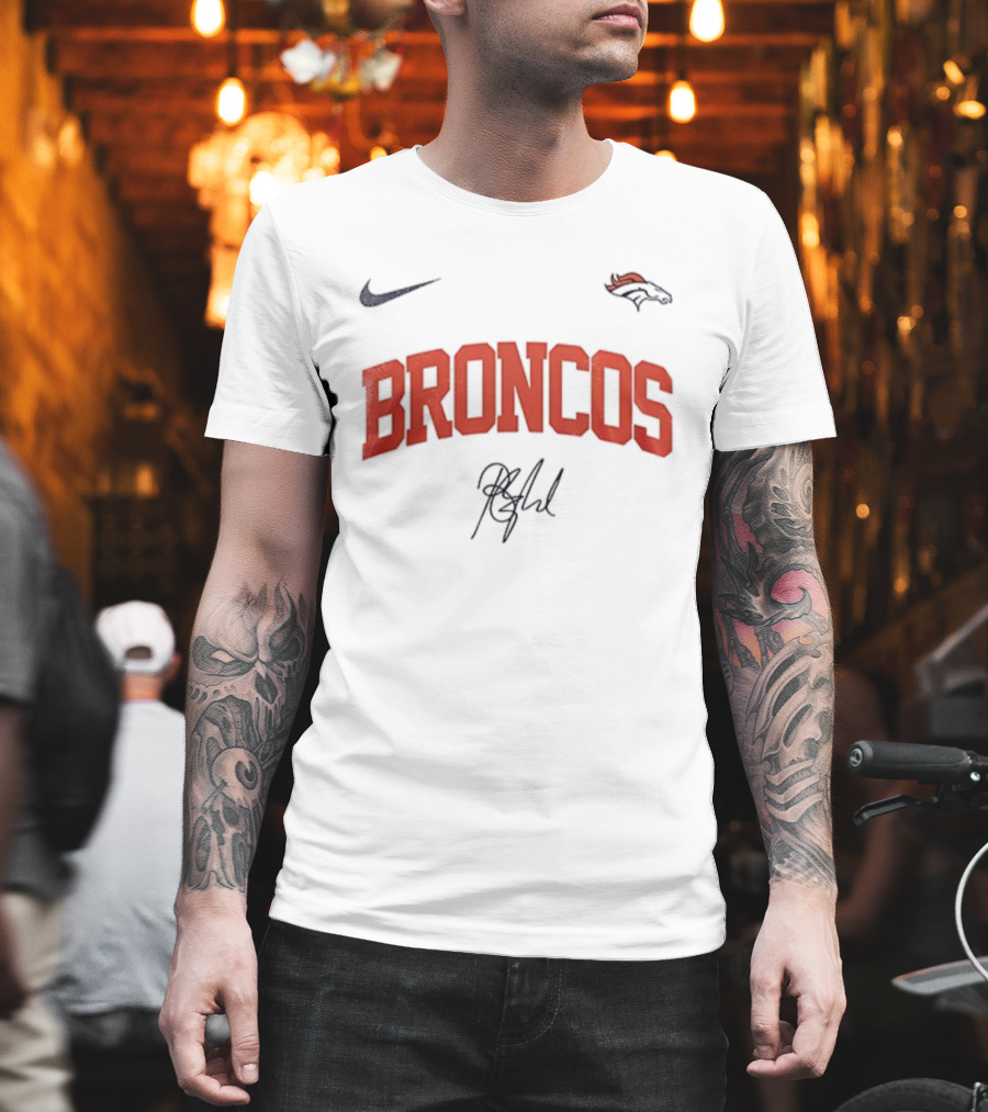 Denver Broncos Once Before I Go Signature Barry Manilow Broncos Logo Nike T-Shirt