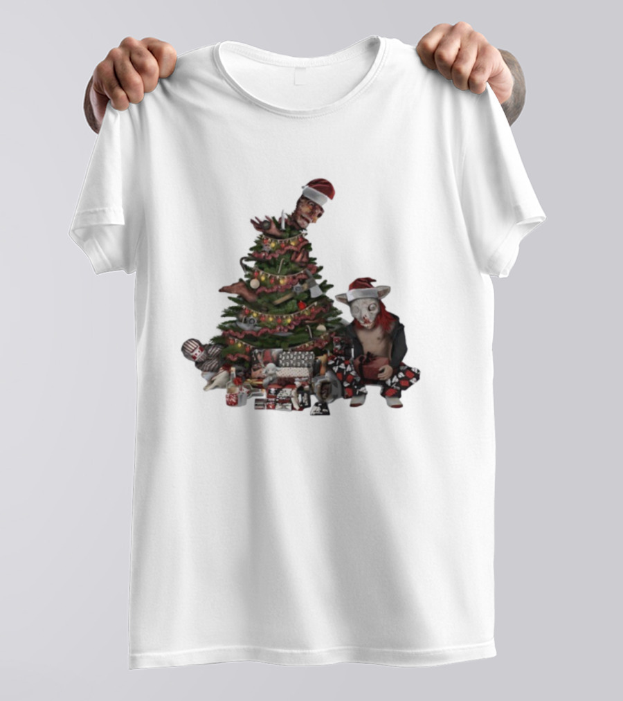 Horror Christmas Tree Zombie Santa Creepy Festive Creature T-Shirt