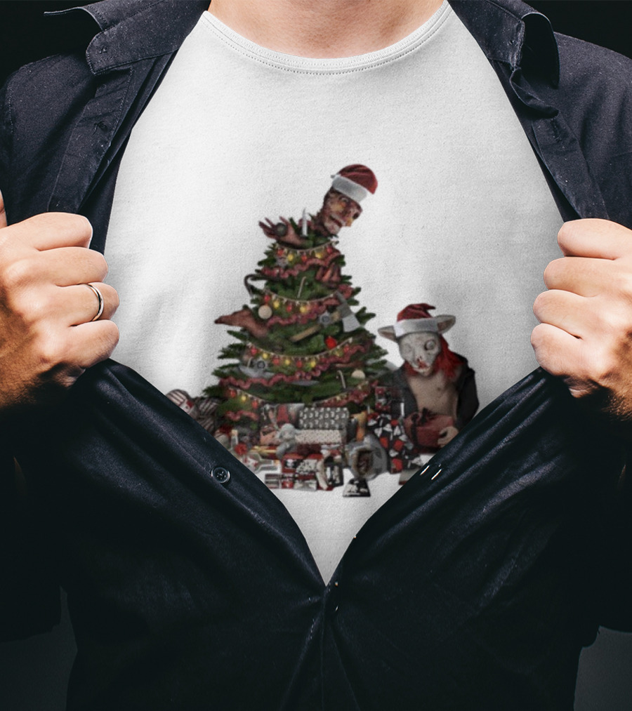 Horror Christmas Tree Zombie Santa Creepy Festive Creature T-Shirt
