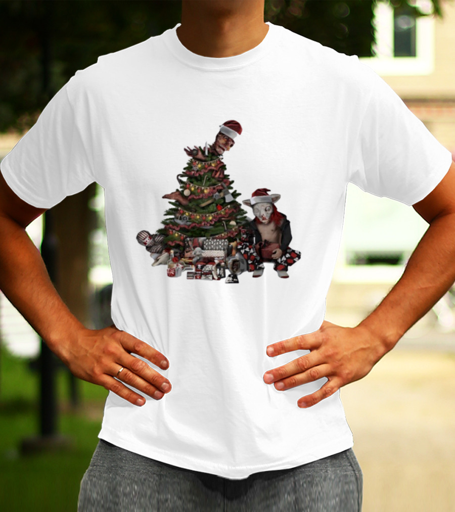 Horror Christmas Tree Zombie Santa Creepy Festive Creature T-Shirt