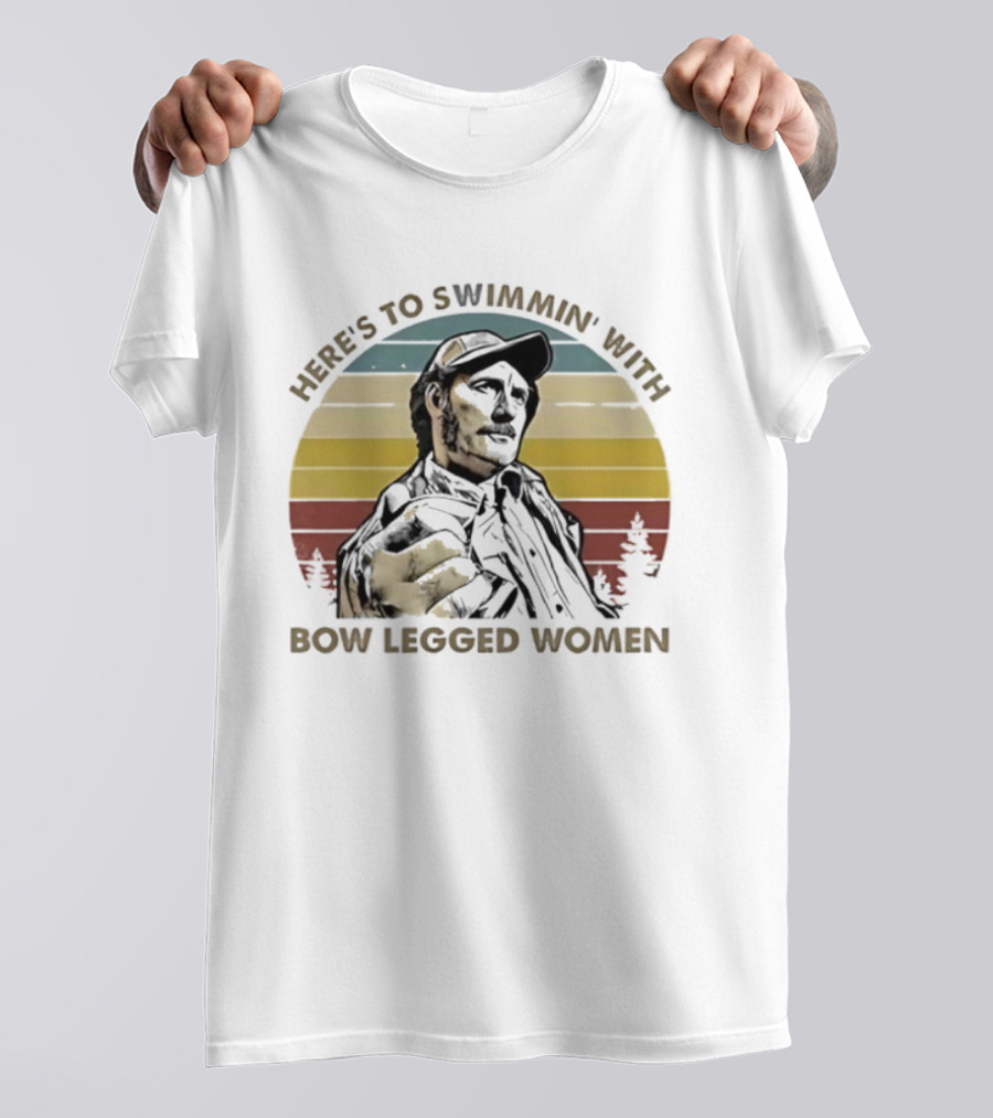Quint Here’s To Swimmin’ With Bow Legged Women Retro Vintage Jaws T-Shirt