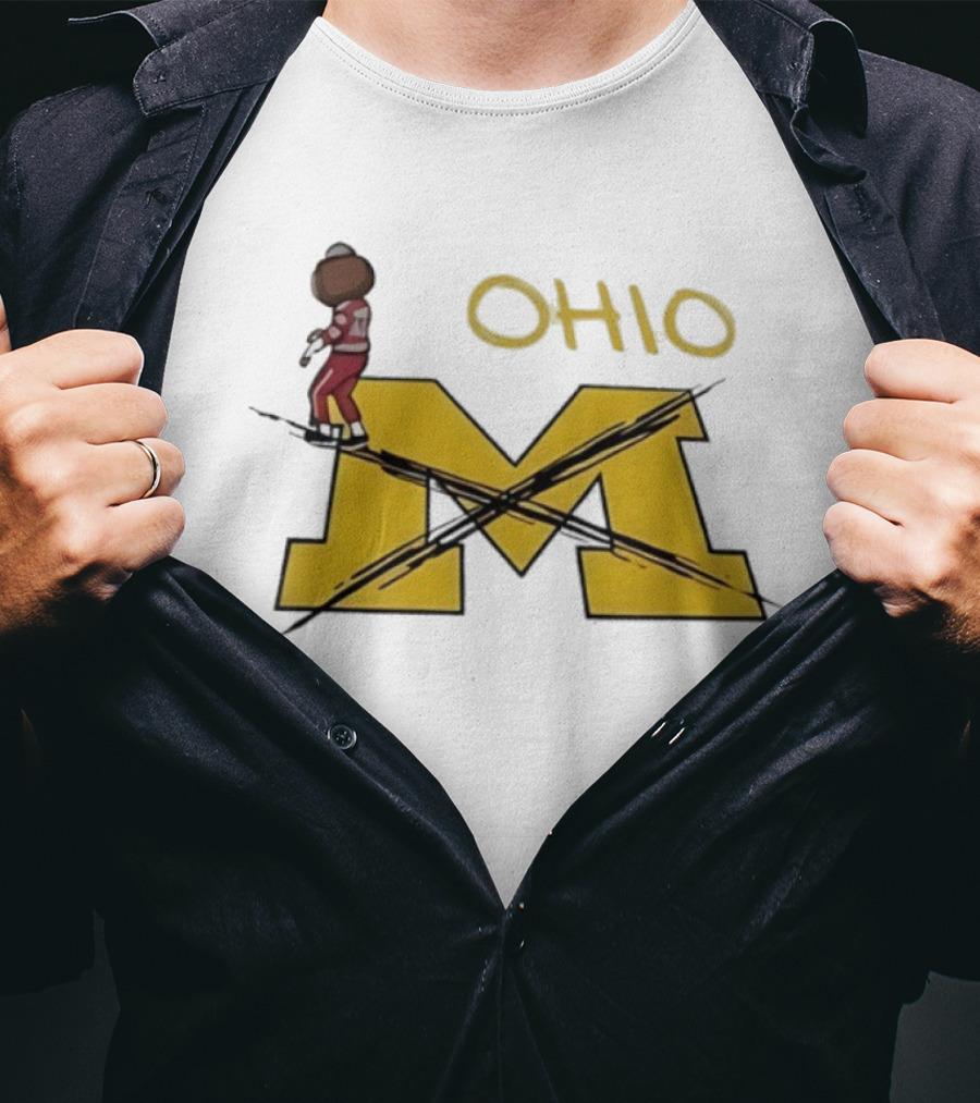Ohio State Buckeyes Brutus Crossing Out M In Michigan Wolverines Rivalry T-Shirt