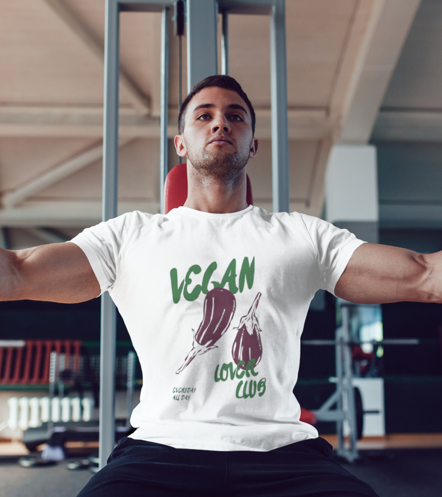 Vegan Love Club Everyday All Day Eggplant Illustration T-Shirt