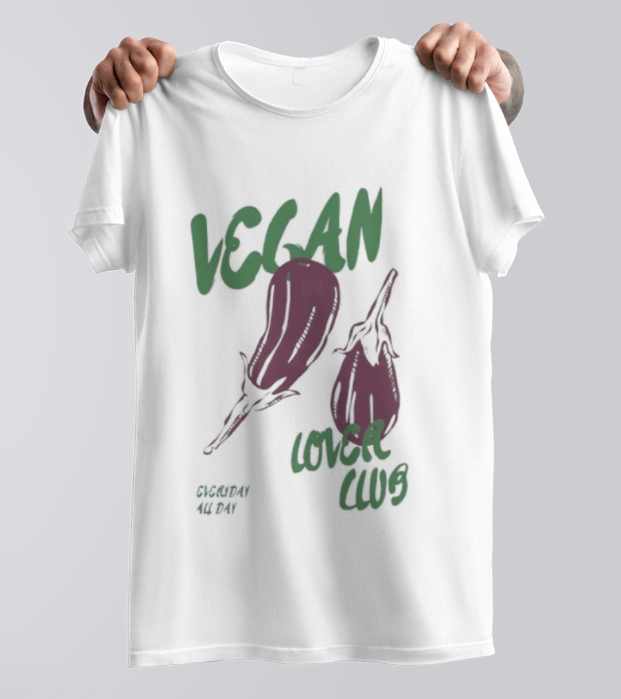 Vegan Love Club Everyday All Day Eggplant Illustration T-Shirt