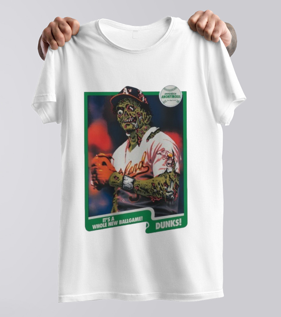 Zombie Oakland Athletics Whole New Ballgame Dunks Anonymous Player Cards T-Shirt