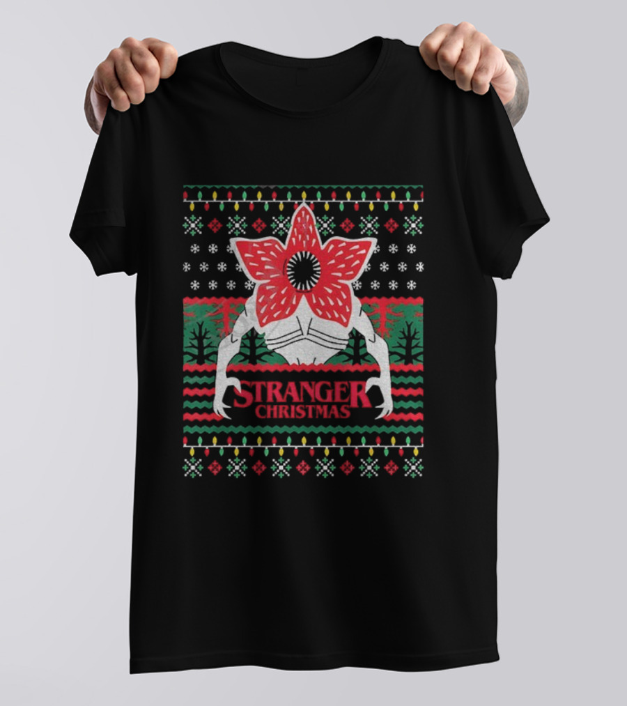 Stranger Things Demogorgon Upside Down Christmas Sweater Style T-Shirt