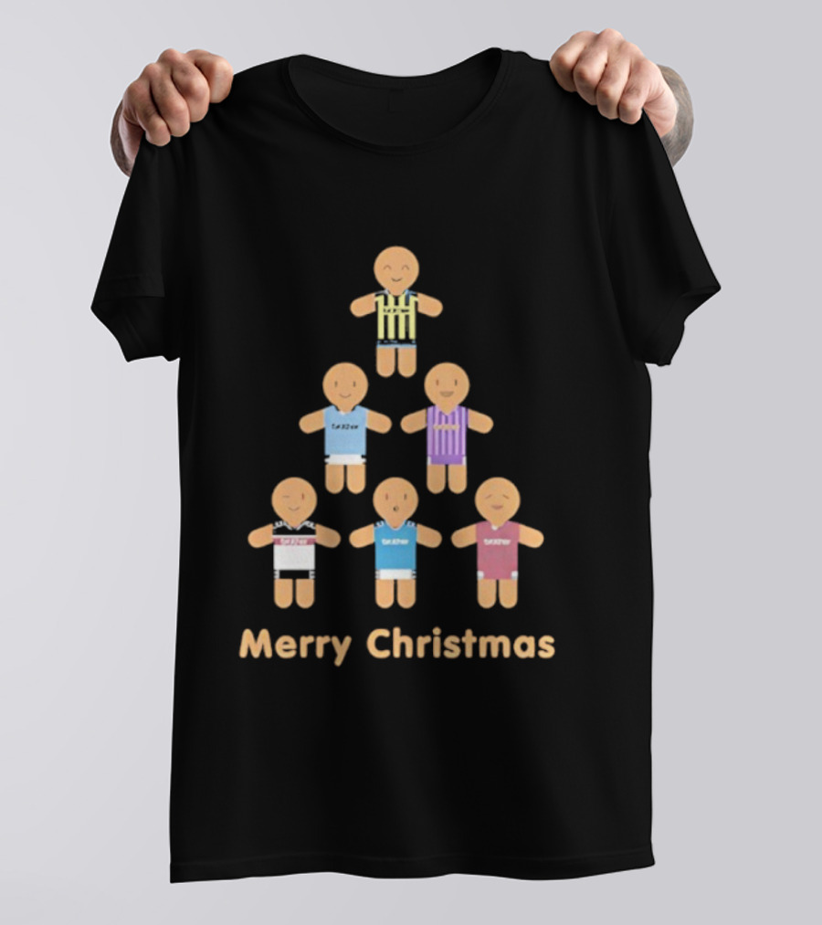Gingerbread Soccer Players Merry Christmas Holiday Sports Theme T-Shirt