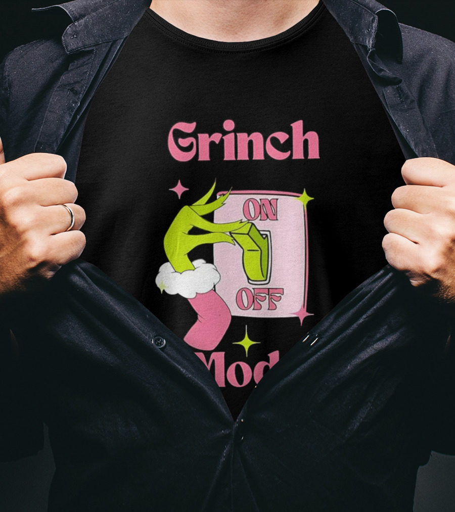 Grinch Mode On Off Merry Christmas Pink Girl T-Shirt
