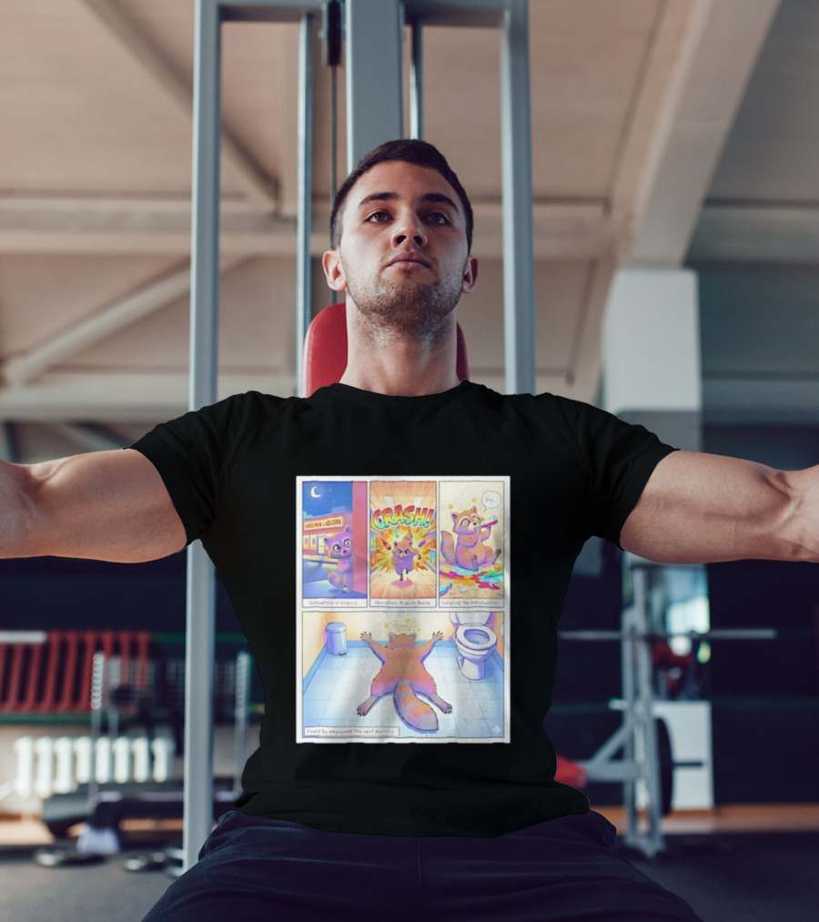 Drunk Raccoon Virginia Liquors Crash Operation Acquire Booze Sampling Merchandise T-Shirt