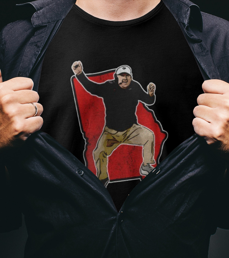 Kirby Smart Georgia Bulldogs Coach Celebrating Red State Outline T-Shirt