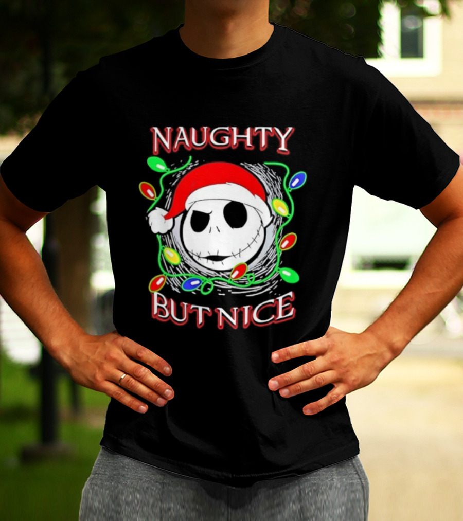 Naughty But Nice Jack Skellington The Nightmare Before Christmas Holiday Lights T-Shirt