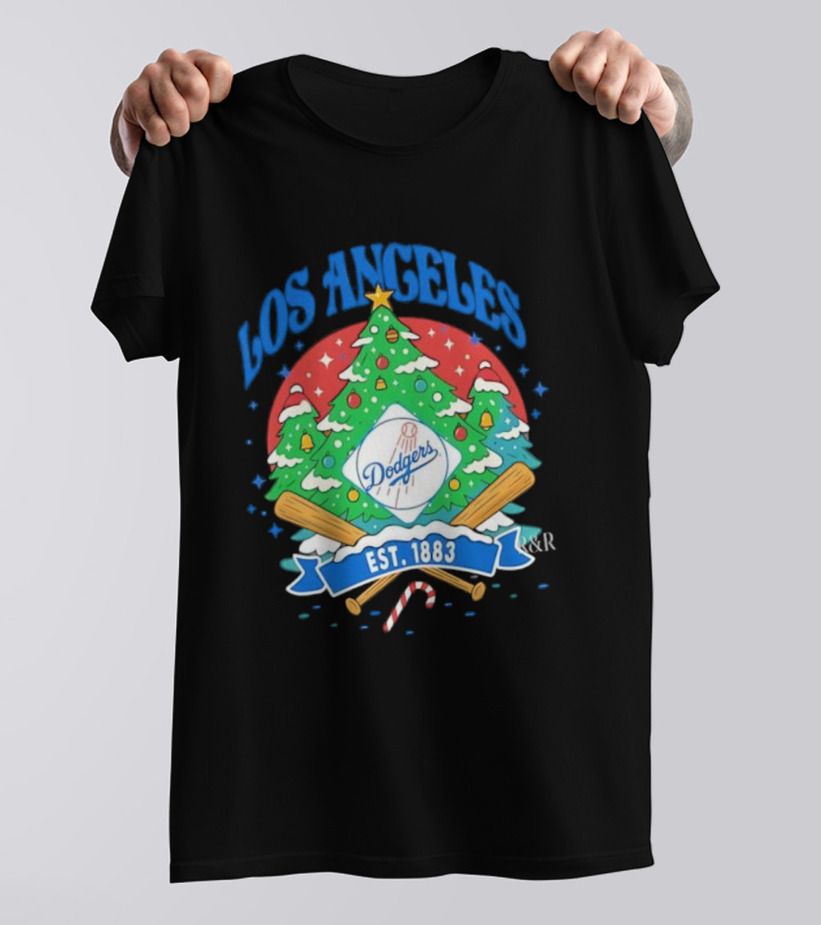 Los Angeles Dodgers Christmas Tree Est 1883 Dodgers T-Shirt