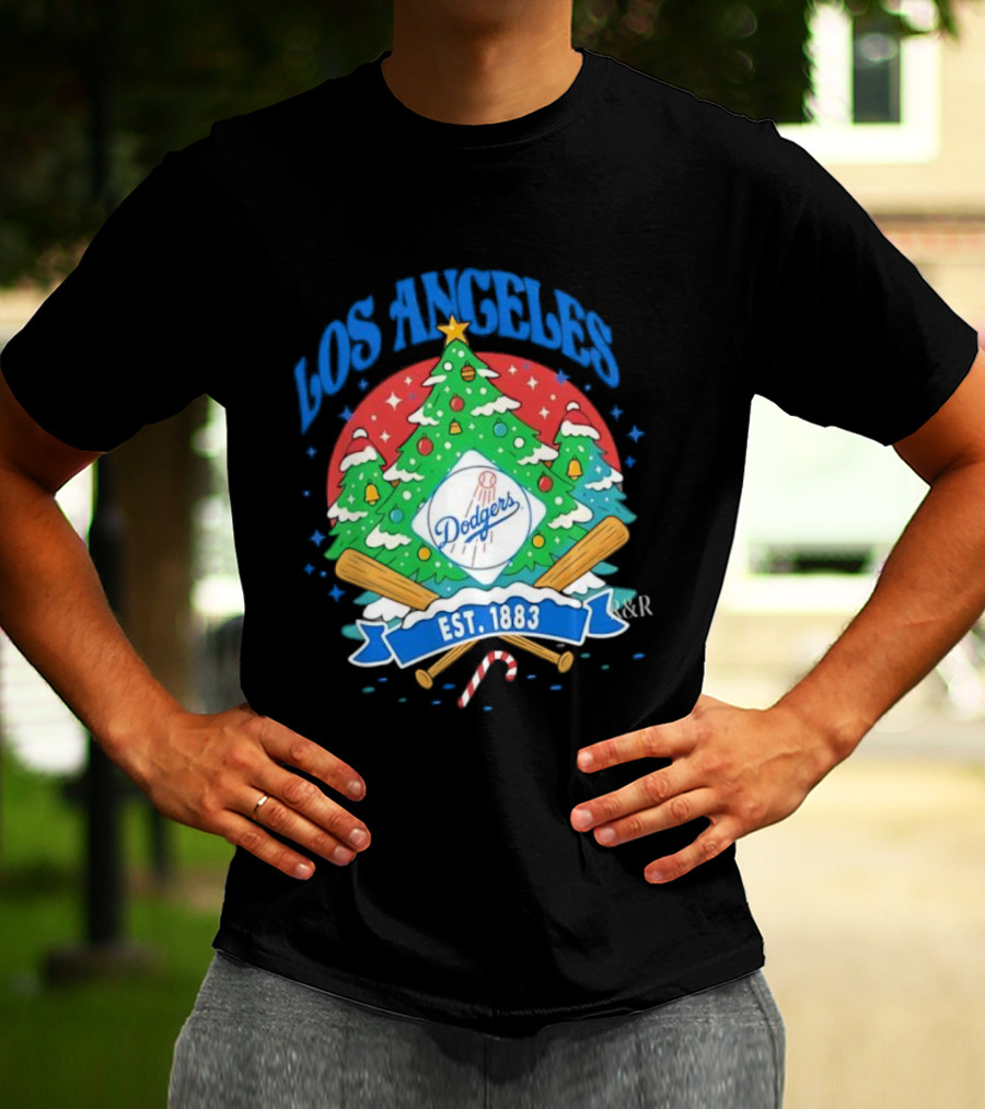 Los Angeles Dodgers Christmas Tree Est 1883 Dodgers T-Shirt