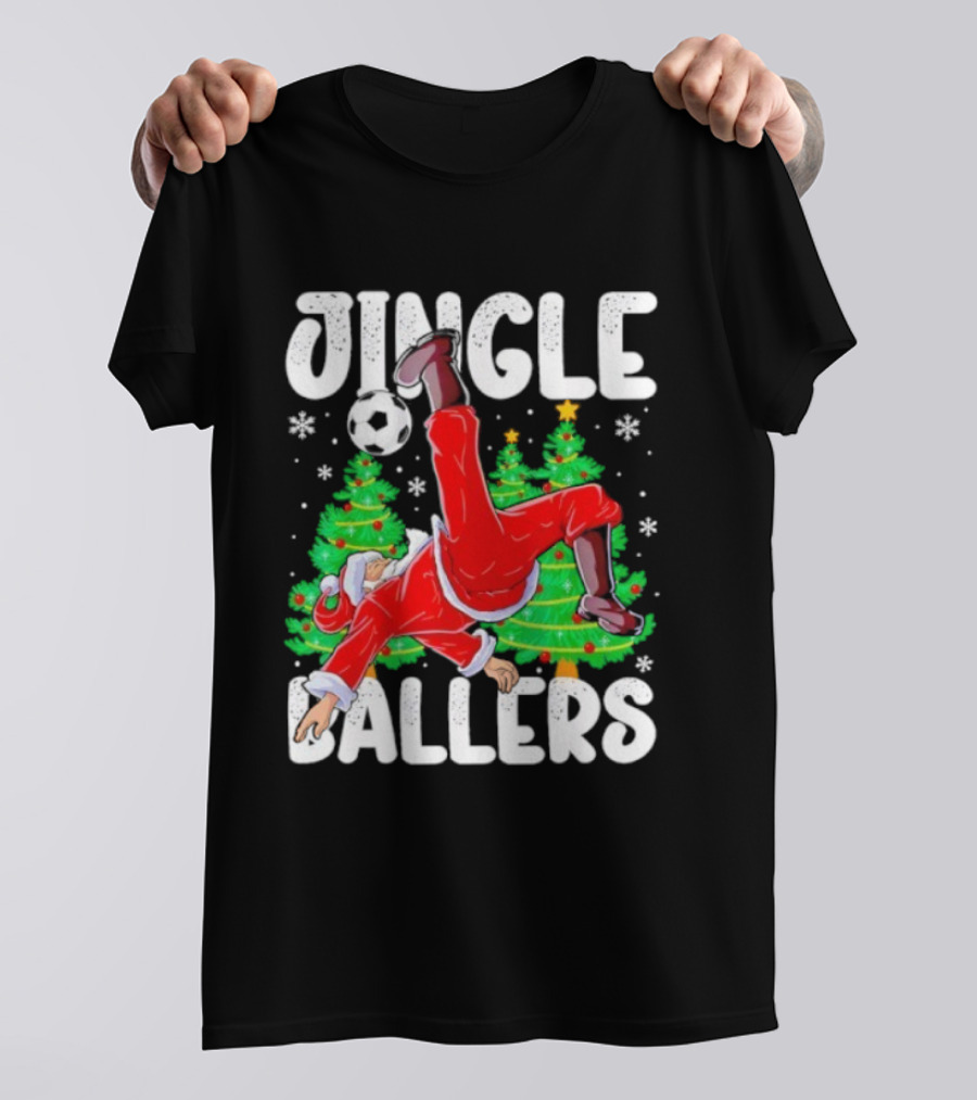 Jingle Ballers Santa Football Christmas Soccer Tree T-Shirt