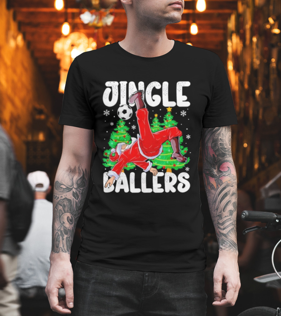 Jingle Ballers Santa Football Christmas Soccer Tree T-Shirt