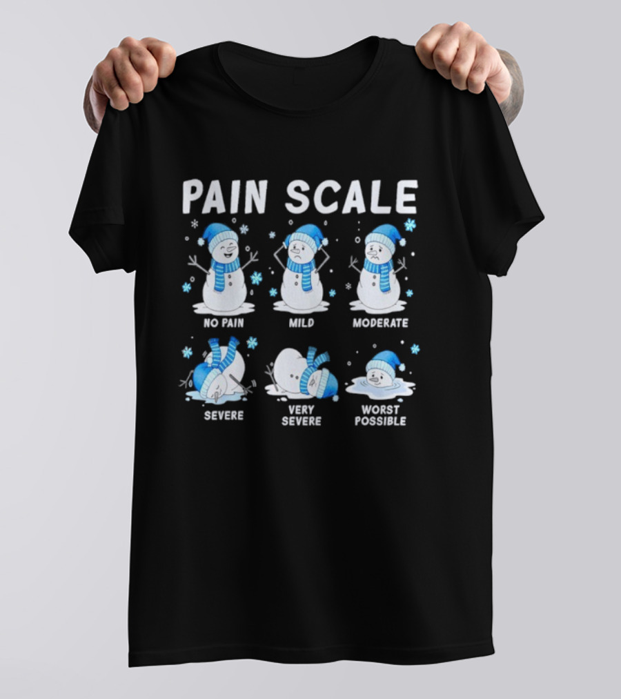 Pain Scale Snowman Nurse Christmas Xmas Snow Severe Very Severe Worst Possible Holiday Pajamas T-Shirt