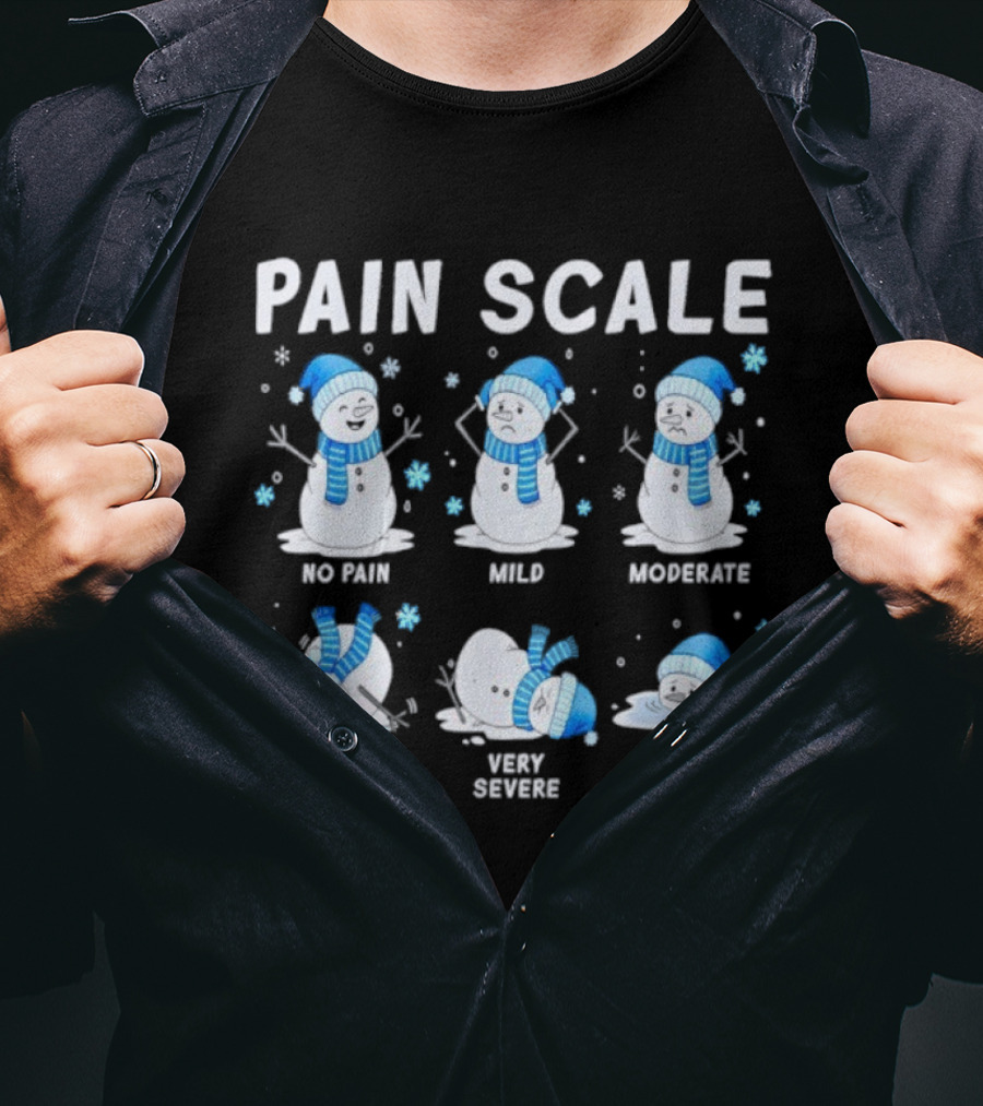 Pain Scale Snowman Nurse Christmas Xmas Snow Severe Very Severe Worst Possible Holiday Pajamas T-Shirt