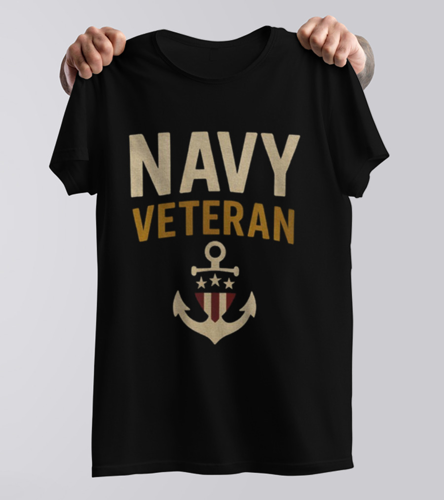 Navy Veteran Anchor Stars Stripes Military US Patriotic T-Shirt