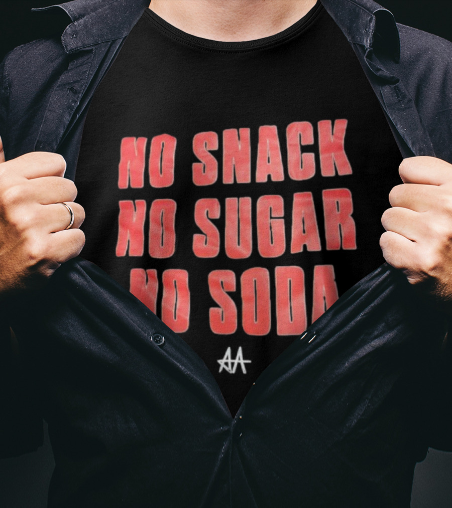 No Snack No Sugar No Soda Red Gradient Text T-Shirt
