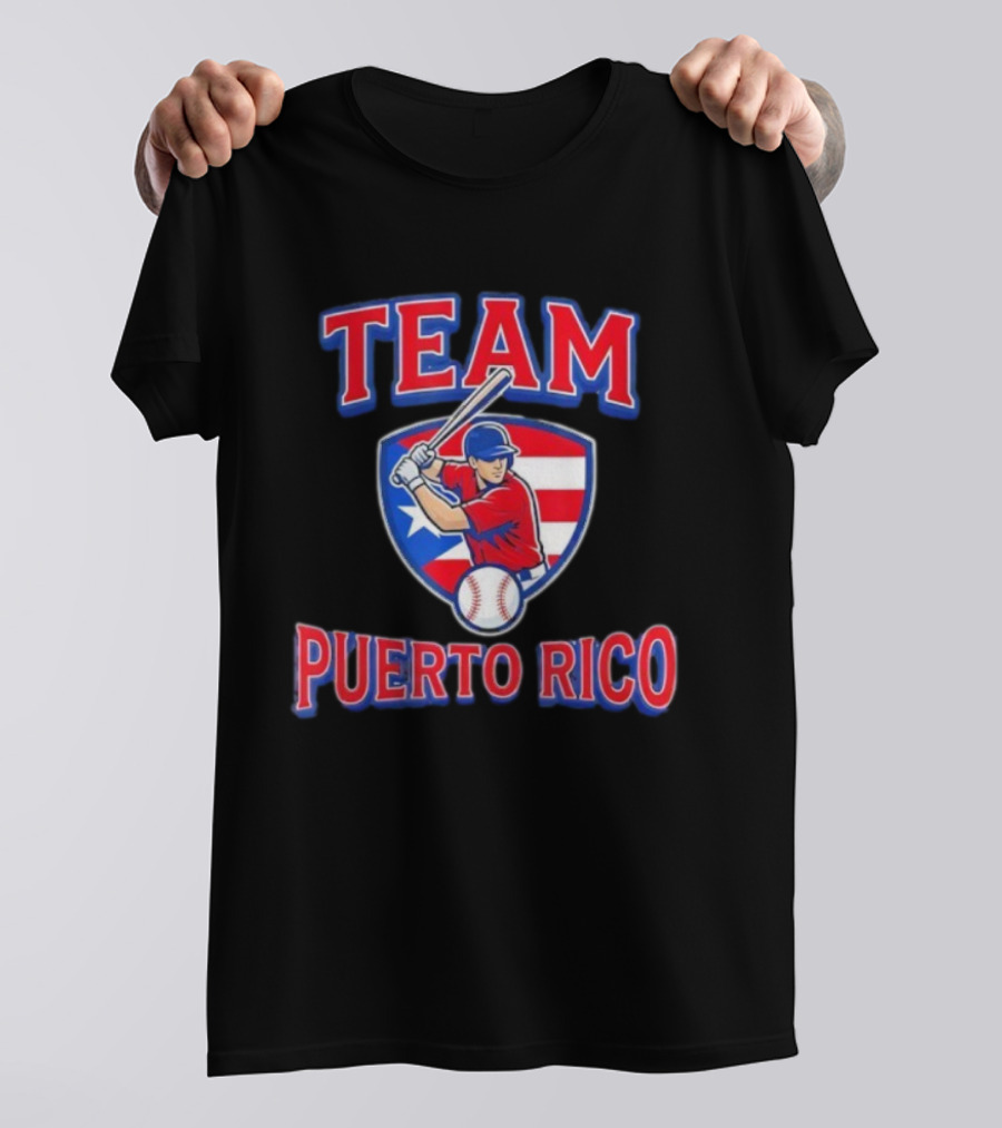 Team Puerto Rico Baseball Flag Player Patriotic USA T-Shirt