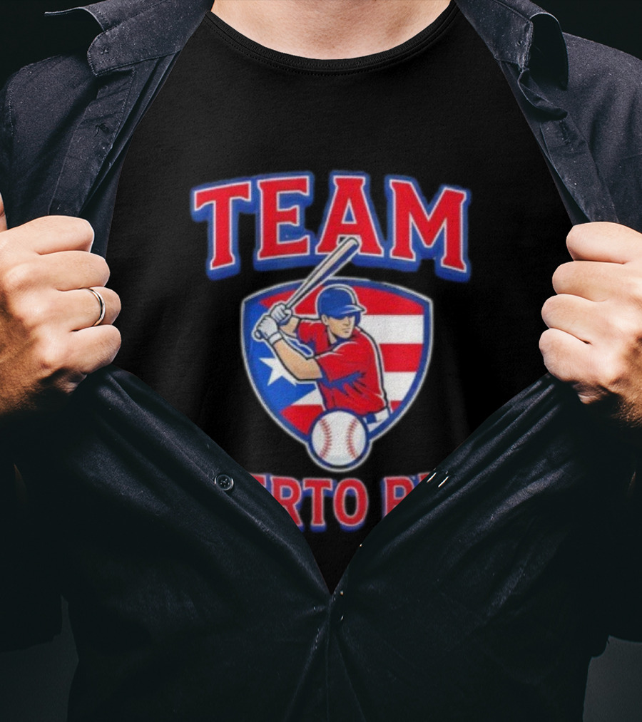 Team Puerto Rico Baseball Flag Player Patriotic USA T-Shirt