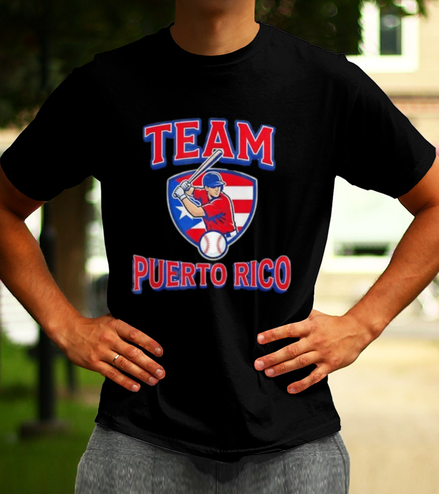 Team Puerto Rico Baseball Flag Player Patriotic USA T-Shirt