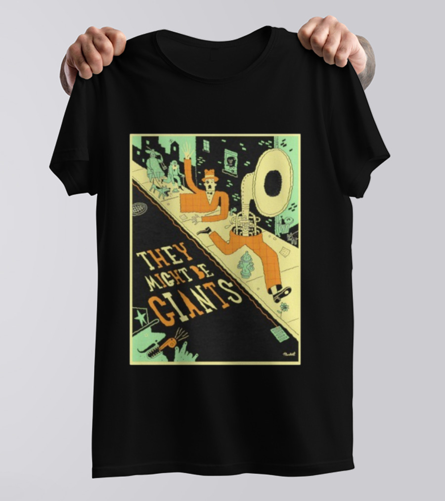 They Might Be Giants Comic Style Tuba Man Illustration T-Shirt