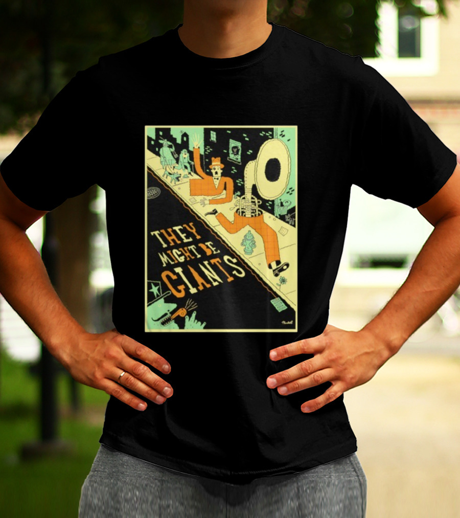They Might Be Giants Comic Style Tuba Man Illustration T-Shirt