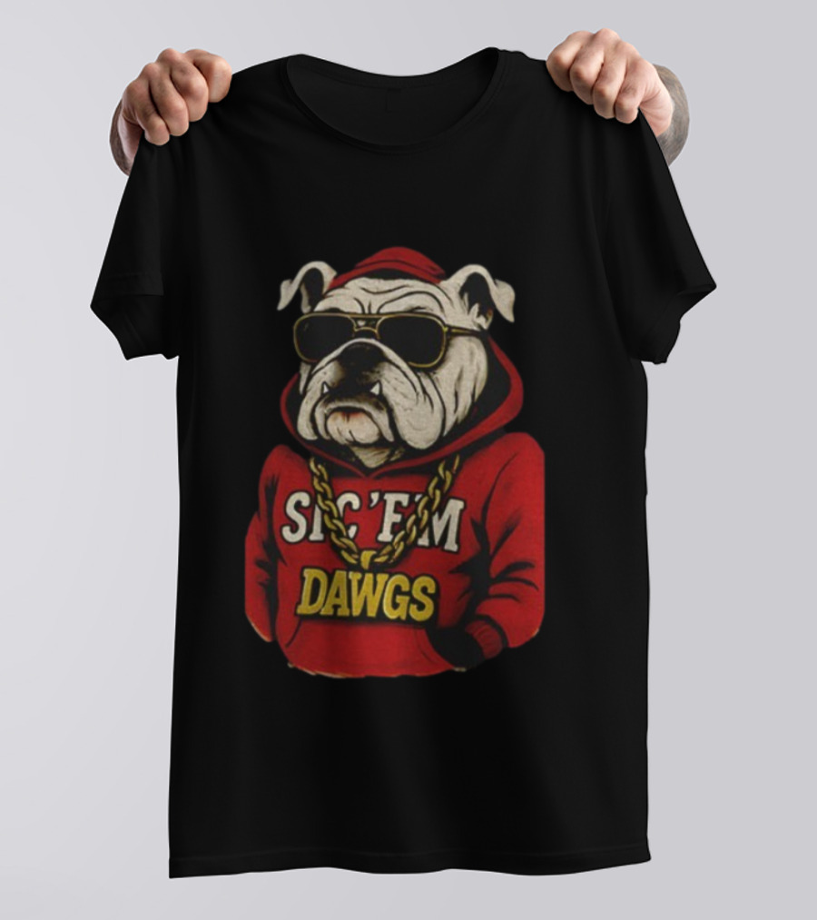 UGA SEC Championship 2025 Sic ’Em Dawgs Bulldog In Red With Sunglasses And Chain T-Shirt