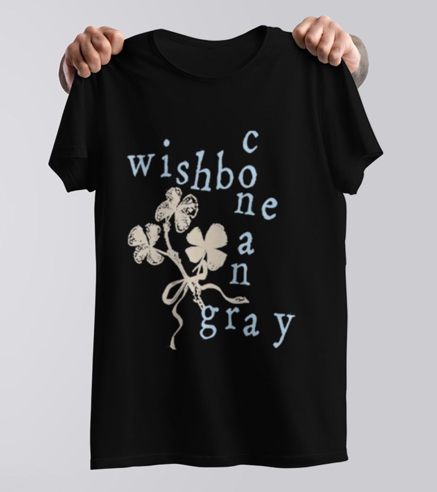 Wishbone Conan Gray Four-Leaf Clover Ribbon T-Shirt