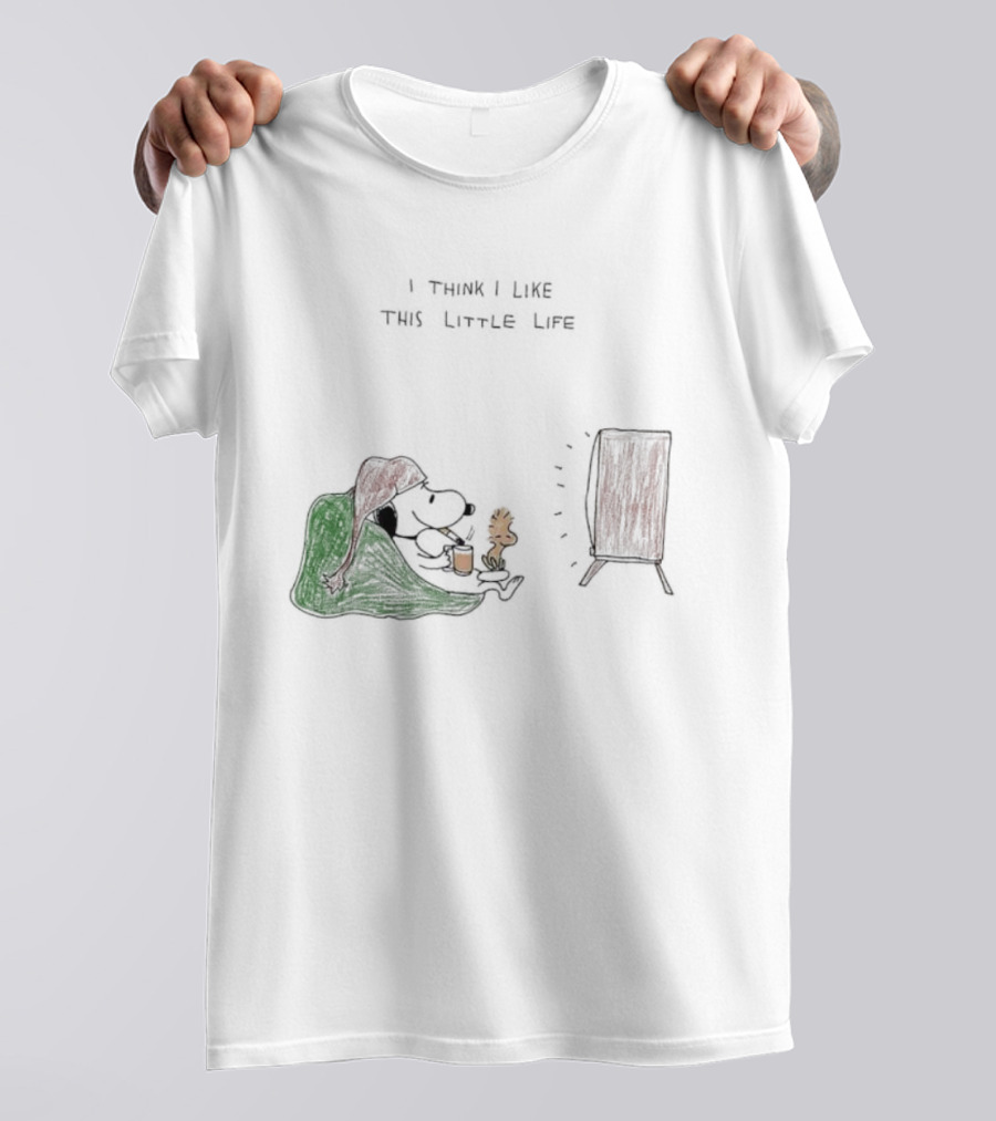 Snoopy Woodstock I Think I Like This Little Life Cozy Blanket TV Scene T-Shirt