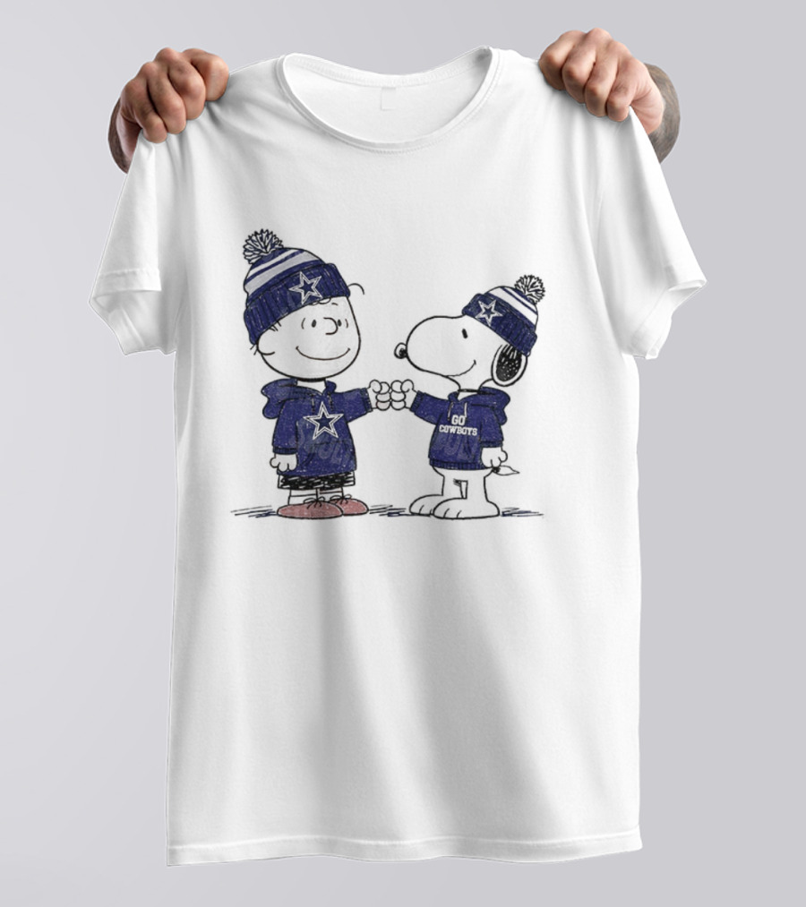 Snoopy Charlie Brown Go Cowboys Super Bowl Dallas Cowboys Fan Apparel T-Shirt