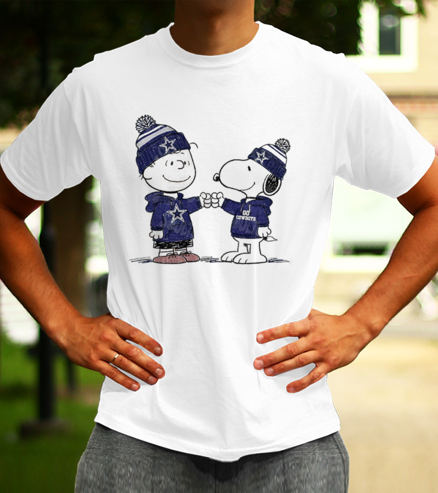 Snoopy Charlie Brown Go Cowboys Super Bowl Dallas Cowboys Fan Apparel T-Shirt