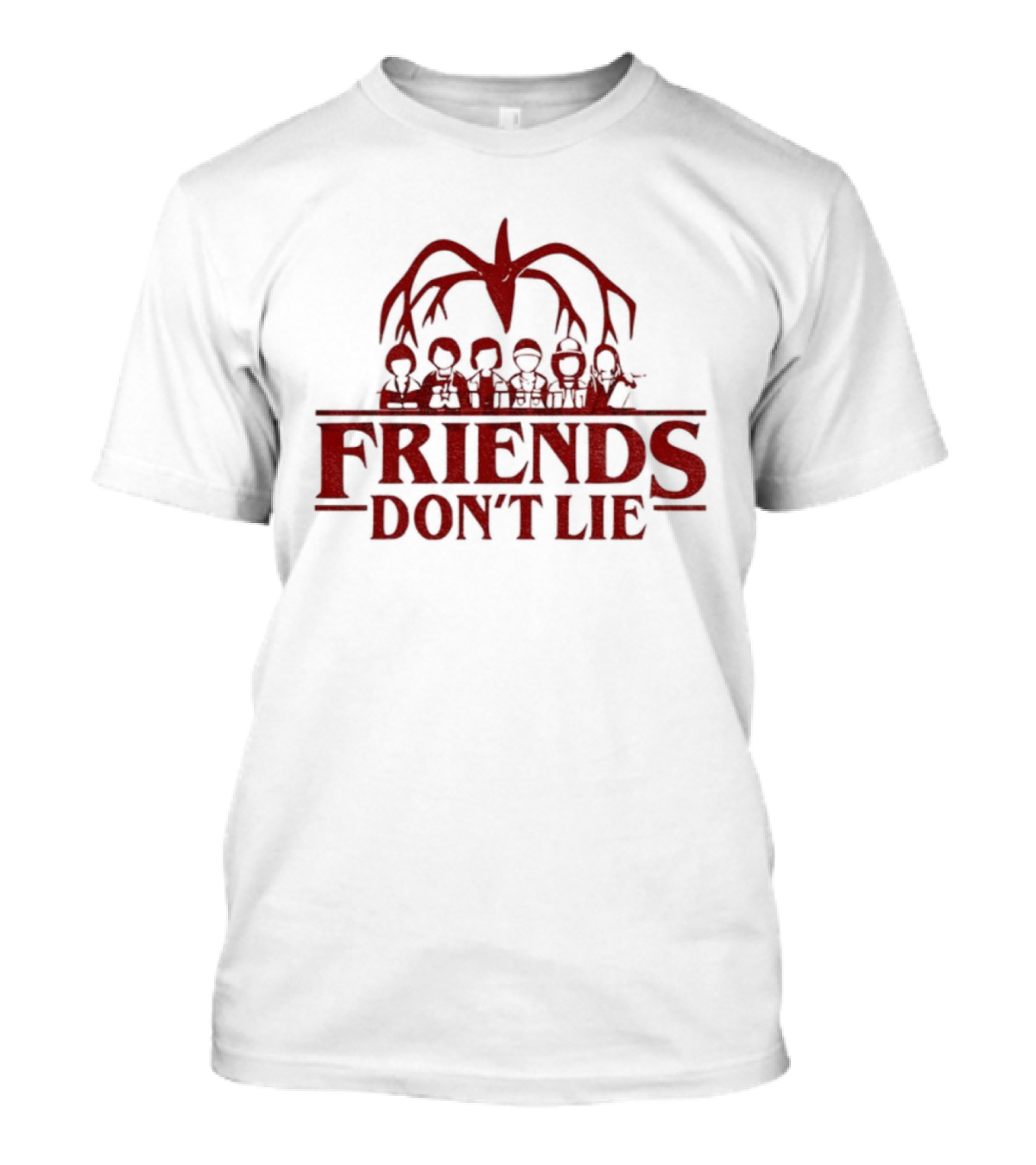 Stranger Things Friends Don’t Lie Upside Down 2025 Demogorgon Cast Silhouette T-Shirt