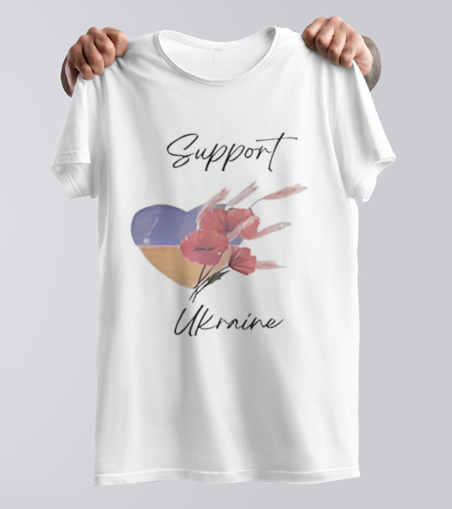 Support Ukraine Heart With Floral Accents T-Shirt