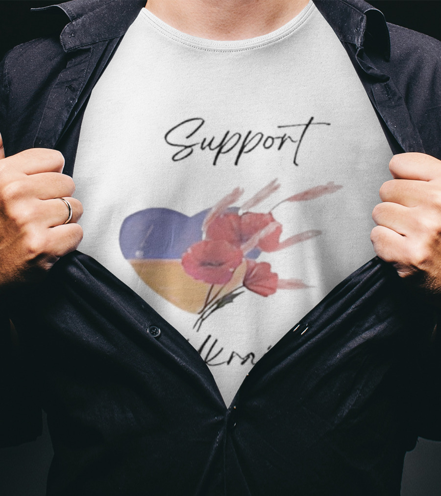 Support Ukraine Heart With Floral Accents T-Shirt