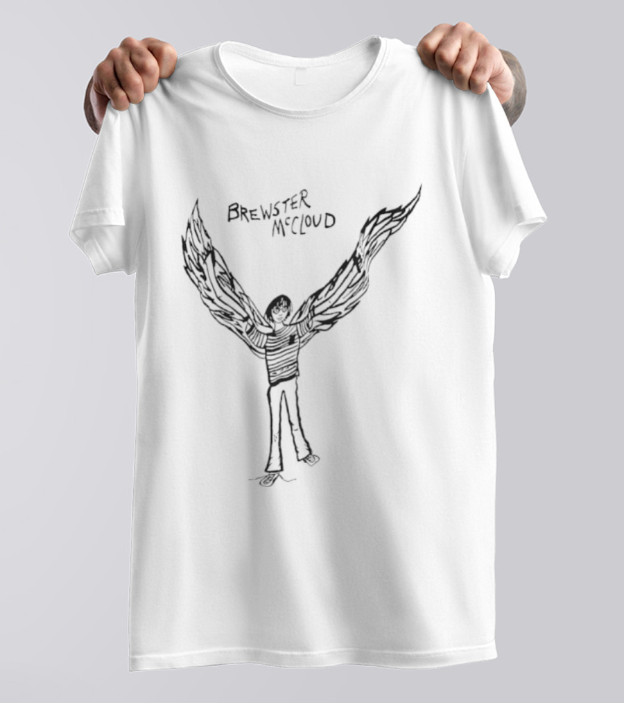 Brewster McCloud Wings Drawing Black And White Illustration T-Shirt