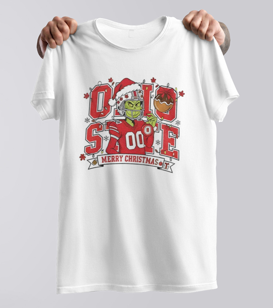 Ohio State Buckeyes Grinch Merry Christmas Football Fan Apparel T-Shirt