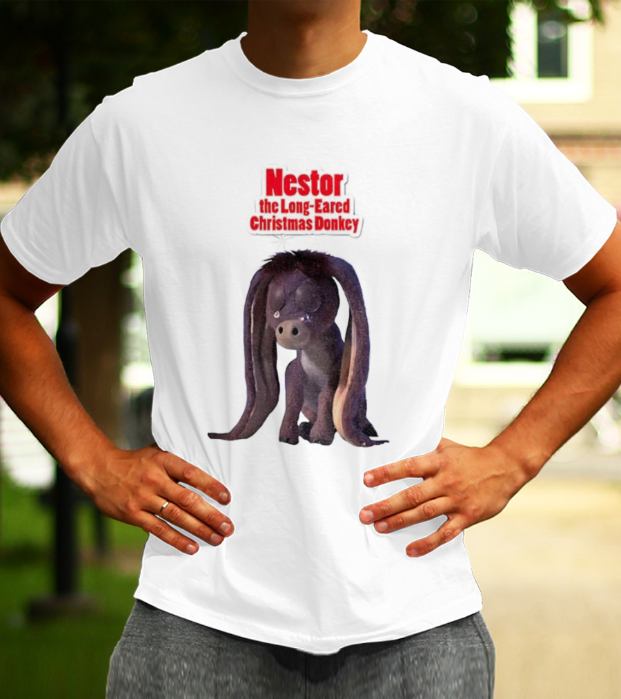Nestor The Long Eared Christmas Donkey Character Illustration T-Shirt
