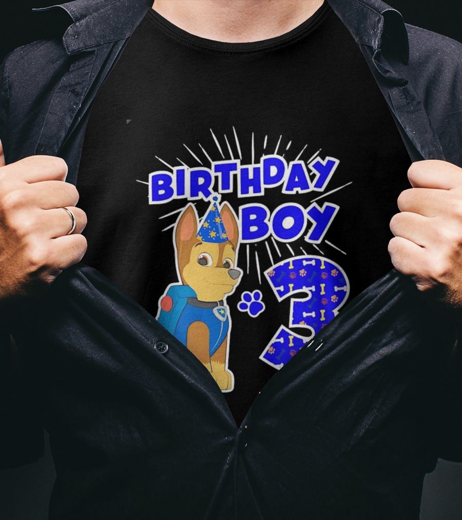 Birthday Boy Cute Police Pup Dog 3rd Party Theme T-Shirt